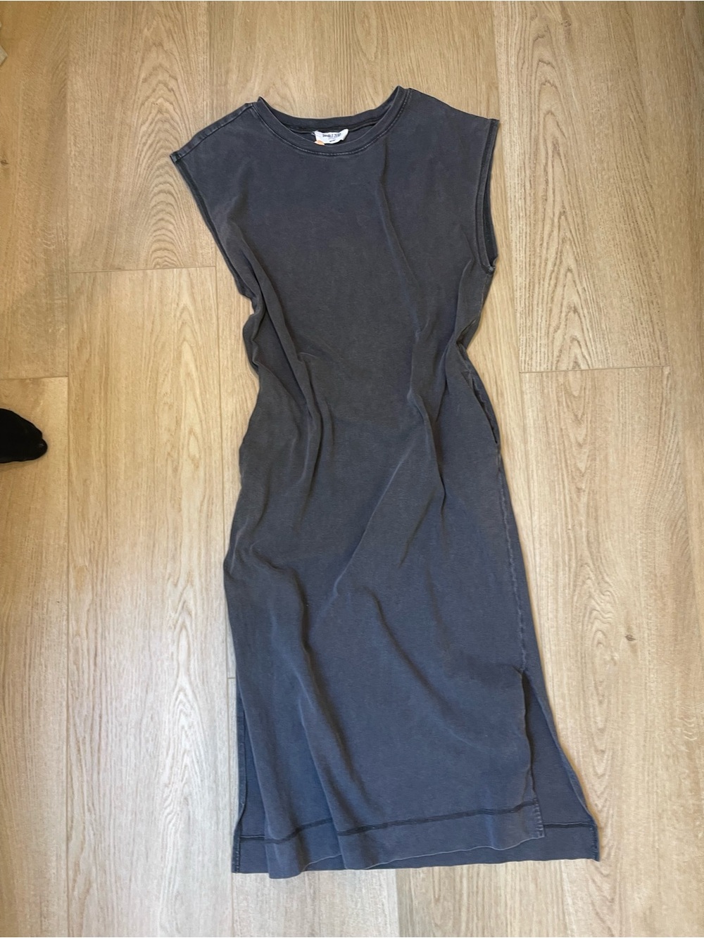 Double Zero Washed Charcoal Muscle Tank Midi Dress